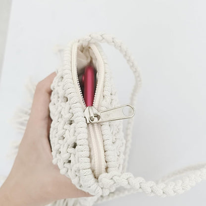 Eiyye Boho Purse Crochet Women's Crossbody Handbags Handmade Purse with Tassel, Lightweight Shoulder Bag Mini Bag