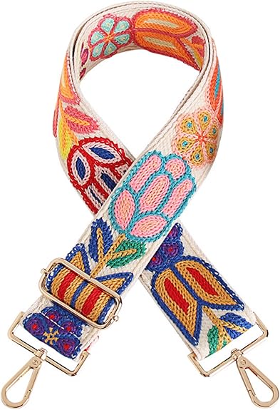 Eiyye Boho Crochet Shoulder Bag with Colorful Adjustable Strap Handwoven Cotton Purse with Interchangeable Boho Strap for Crossbody or Shoulder Wear