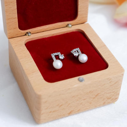 Eiyye Wooden Rings Box Wedding Ring Box Ring Holder Box with Single Slot Red Velvet Jewelry Gift Ring Box Handmade for Proposal Anniversary Engagement Wedding