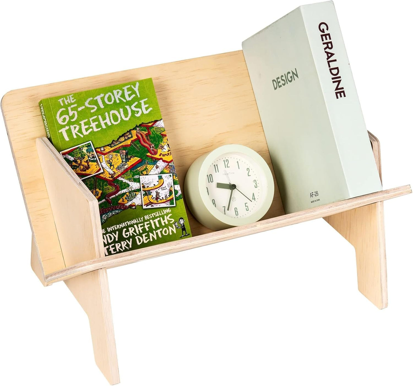 Eiyye Tabletop Bookshelf Small Desktop Bookcase Organizer, Solid Pine Book Caddy with V-Shape Design, Tool-Free Assembly Book Rack for Office, Bedroom, Dorm, Natural Finish