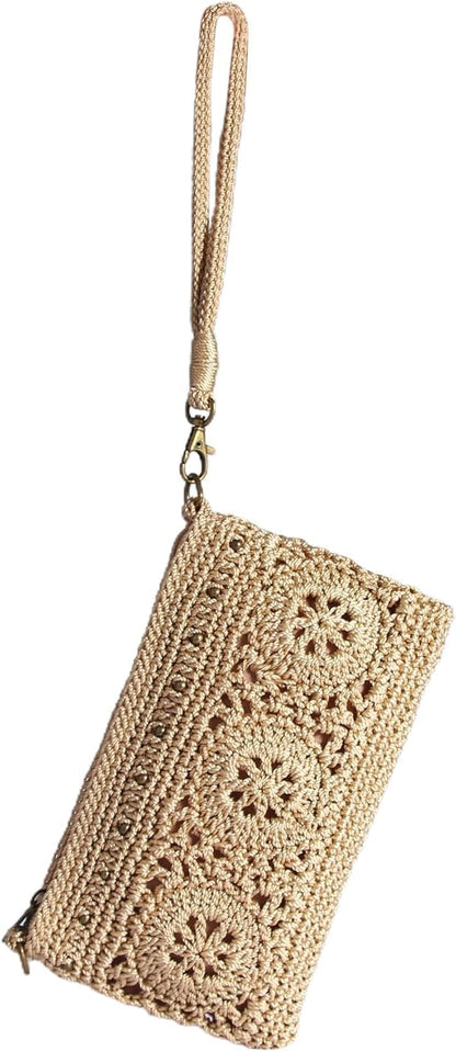 Eiyye Wristlet Wallet Clutch Purse for Women Handmade Crossbody Shoulder Bag Multi-Functional Small Wristlet Purse Phone Bag