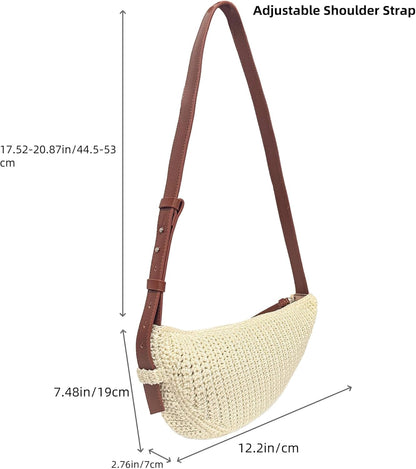 Eiyye Crossbody Bag for Women Hobo Shoulder Purse Boho Woven with Adjustable Strap Casual Summer Travel Beach Bag