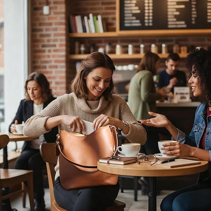Eiyye Genuine Leather Crossbody Tote Bag for Women Soft Real Leather Shoulder Purse with Adjustable Strap Medium Hobo Bucket Bag for Daily Commute Shopping & Travel