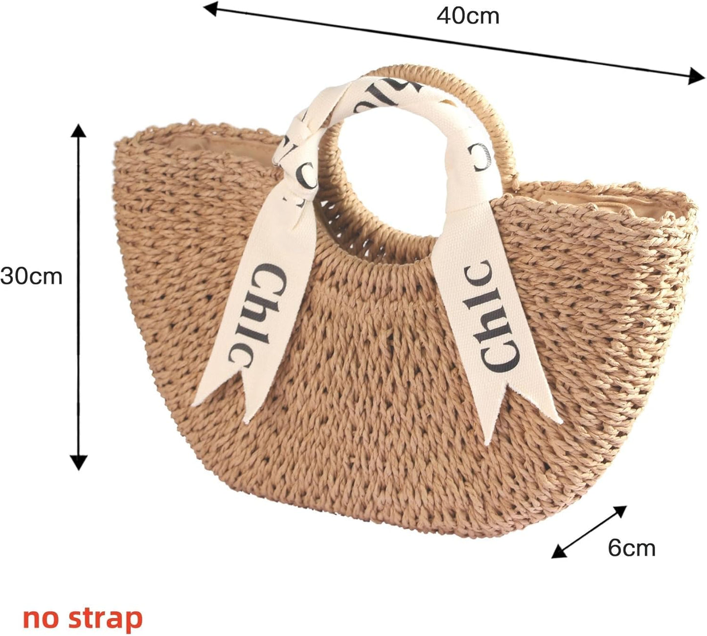 Eiyye Handmade Straw Tote Bag (Off-White) – Paper Rope Woven Large Handbag with Drawstring, Lined