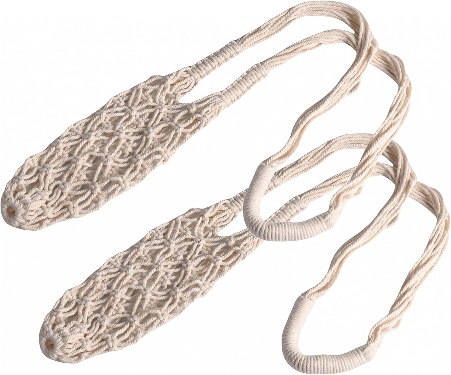 Eiyye 2-Pieces Macrame Bottle Holder Cotton Woven Wine Carrier Fits 3.5" Diameter Bottles Drink Tote Bag for Water, Wine, Cans