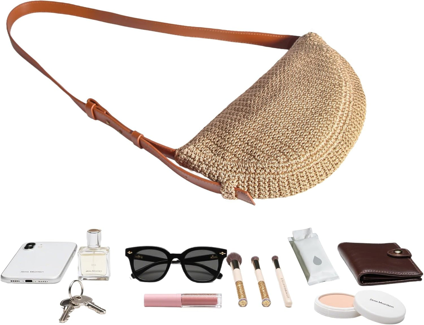 Eiyye Crossbody Bag for Women Hobo Shoulder Purse Boho Woven with Adjustable Strap Casual Summer Travel Beach Bag