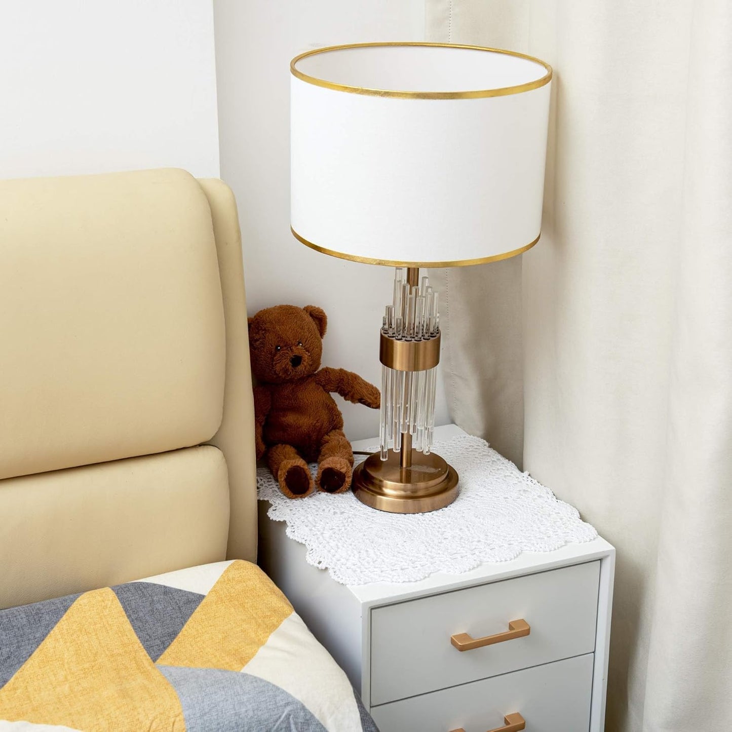 Eiyye 1-Pieces Crochet Placemats Table Doilies Square Handmade Cotton Lace Thread Cloth 14x14 Inch (White)