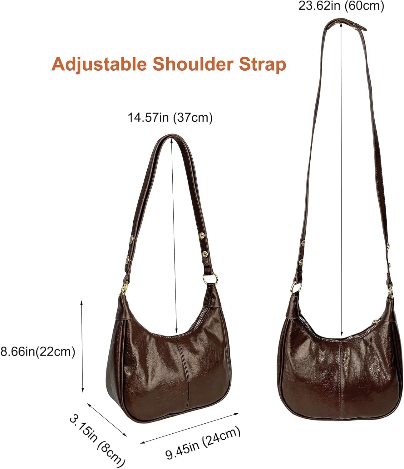 Eiyye Waxed Leather Crescent Crossbody – Vintage Small Hobo Purse with Adjustable Strap