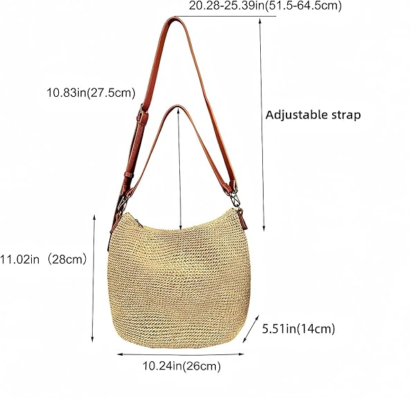 Eiyye Shoulder Bag with Colorful Adjustable Strap Minimalist Woven Hobo Bag with Interchangeable Boho Ethnic Strap for Daily and Travel Use