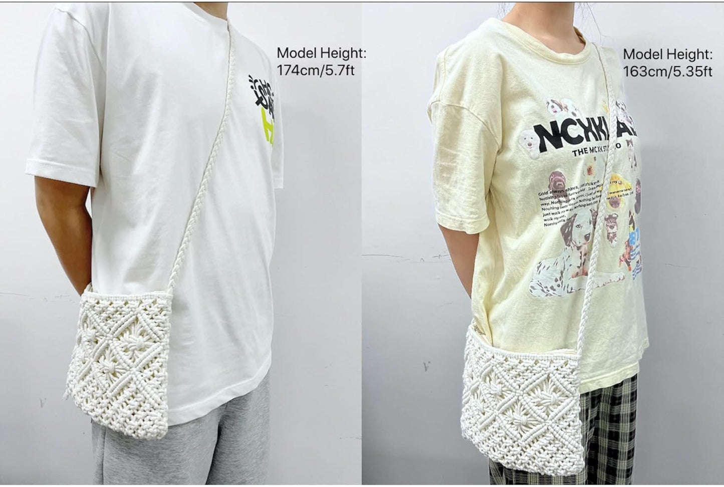 Eiyye Handmade Crochet Crossbody Bag – Cotton Rope Boho Purse with Zipper (10" × 8")