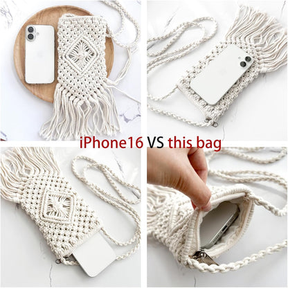 Eiyye Boho Purse Crochet Women's Crossbody Handbags Handmade Purse with Tassel, Lightweight Shoulder Bag Mini Bag