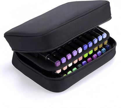 Eiyye Art Marker Portable Pen Case 60 Slots Markers Large Capacity Zippered Pen Holder for Colored Markers