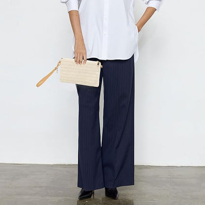 Eiyye Straw Clutch Purse Womens Handbag Boho Summer Beach Purse Wristlet Wallets with Zipper Chains