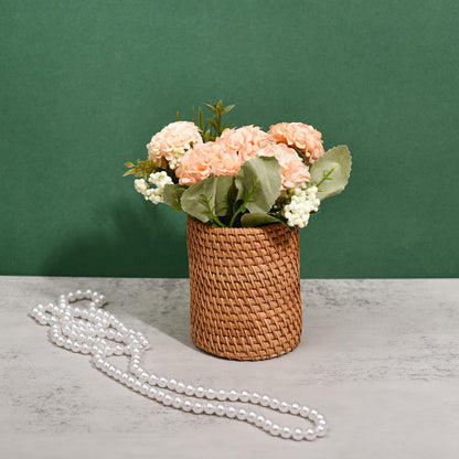 Eiyye Handmade Rattan Pencil Holder – Wicker Makeup Brush Cup for Desk & Vanity (Hand-Woven)