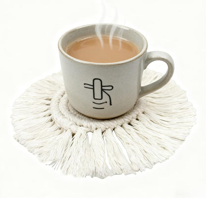 Eiyye Thick Coaster Boho Coasters Round Tassel Placemats Cotton Rope Place mat Handmade Hot Dishes for Mugs Cups Candle Cups