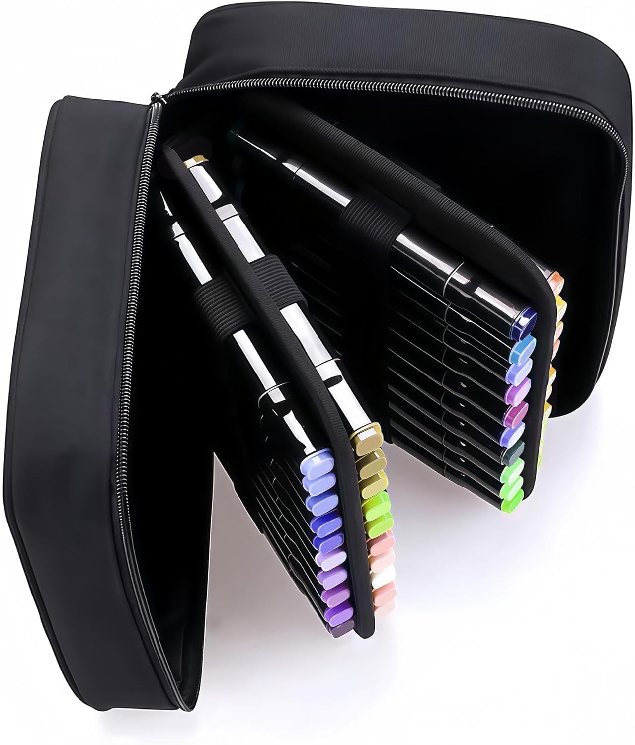 Eiyye Art Marker Portable Pen Case 60 Slots Markers Large Capacity Zippered Pen Holder for Colored Markers