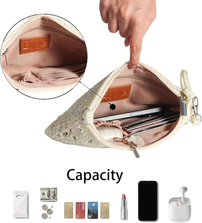 Eiyye Wristlet Wallet Clutch Purse for Women Handmade Crossbody Shoulder Bag Multi-Functional Small Wristlet Purse Phone Bag