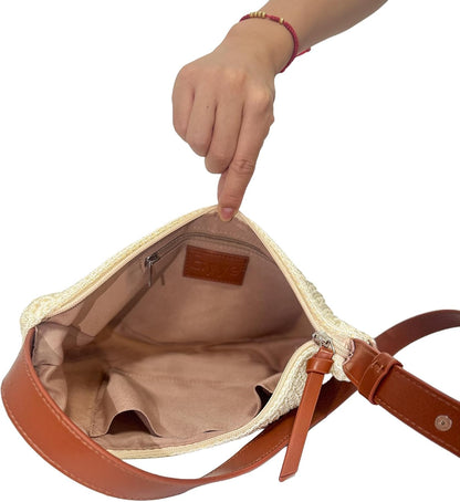 Eiyye Crossbody Bag for Women Hobo Shoulder Purse Boho Woven with Adjustable Strap Casual Summer Travel Beach Bag