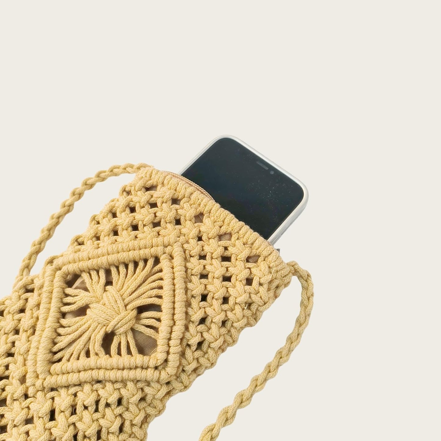 Eiyye Boho Purse Crochet Women's Crossbody Handbags Handmade Purse with Tassel, Lightweight Shoulder Bag Mini Bag