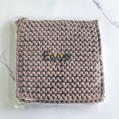 Eiyye Thick Crocheted Pot Holders, Handmade Hot Pads Crocheted Trivets for Kitchen hot Dishes(2-Pack), 8"x8" (White and Taupe)