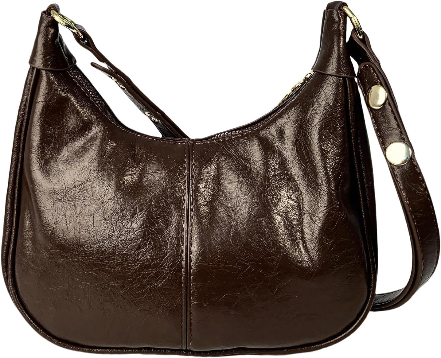 Eiyye Waxed Leather Crescent Crossbody – Vintage Small Hobo Purse with Adjustable Strap
