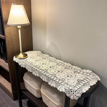 Eiyye Cotton Table Runner Farmhouse Table Runners Handmade Crochet Runner Rectangle for Coffee Table Dresser Decor