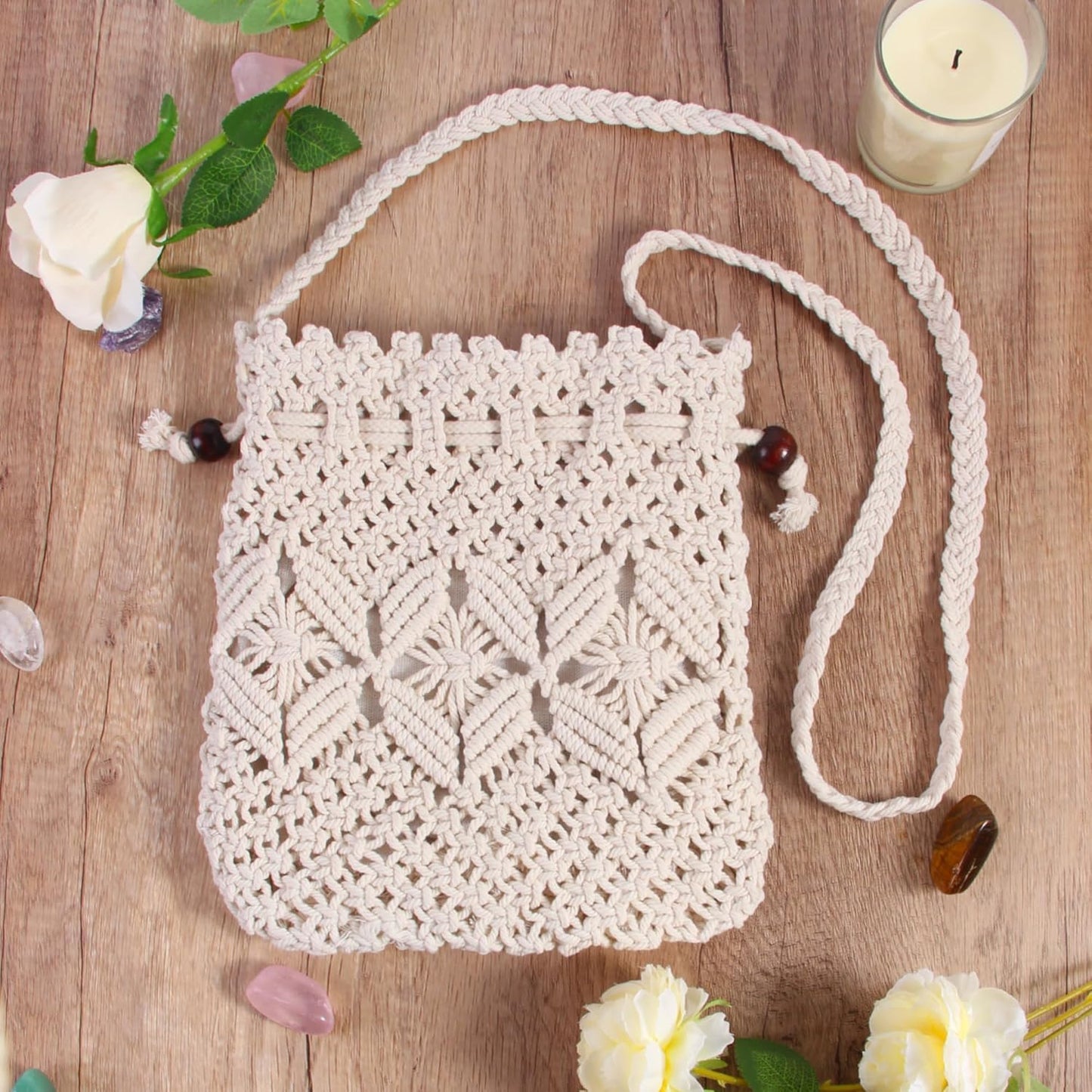 Eiyye Boho Crossbody Summer Beach Bag - Handwoven String Boho Crochet Purse