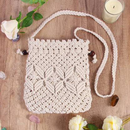 Eiyye Boho Crossbody Summer Beach Bag - Handwoven String Boho Crochet Purse