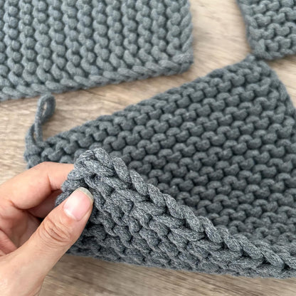 Eiyye Thick Crocheted Pot Holders, Handmade Hot Pads Crocheted Trivets for Kitchen hot Dishes(2-Pack), 8"x8" (White and Taupe)