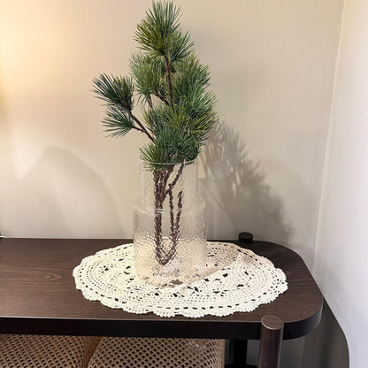 Eiyye Handmade Crochet Lace Placemats Set of 2 Vintage Oval Cotton Doilies Boho Farmhouse Table Mats for Dining Table Decor