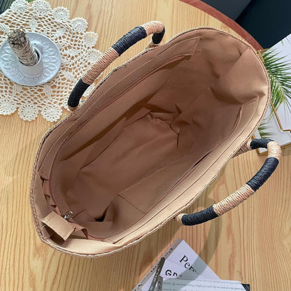 Eiyye Large Woven Tote Bag for women Straw Tote Bag Woven Stripe Handbag Travel Vacation Purse for Shopping Picnic Work