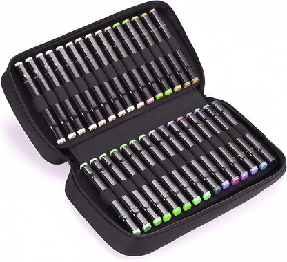 Eiyye Art Marker Portable Pen Case 60 Slots Markers Large Capacity Zippered Pen Holder for Colored Markers