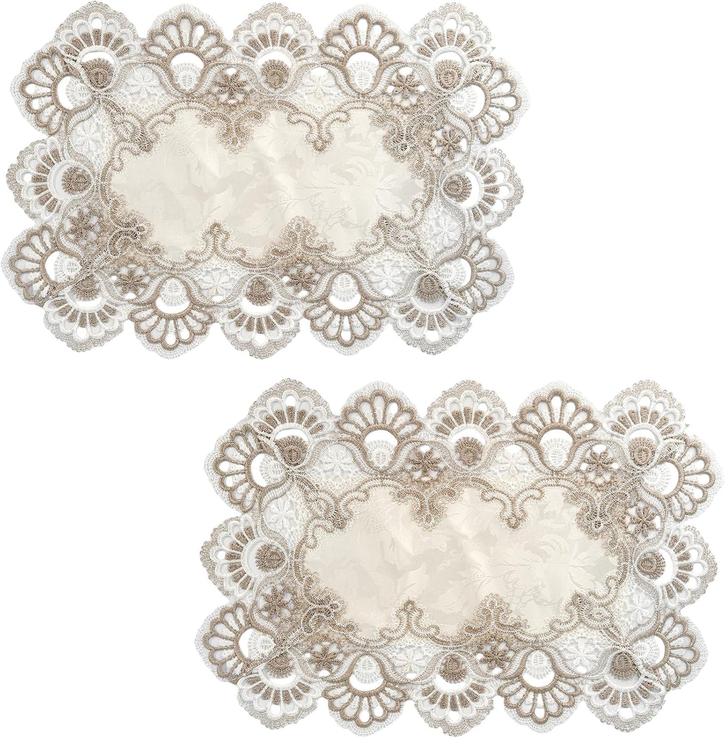 Eiyye Lace Placemats Handmade Rectangle Doilies Table Runner Coffee Table Decor Vintage Embroidery for Cottagecore & Home Décor