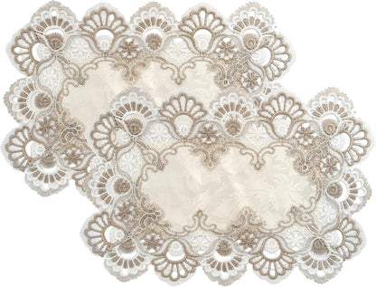 Eiyye Lace Placemats Handmade Rectangle Doilies Table Runner Coffee Table Decor Vintage Embroidery for Cottagecore & Home Décor