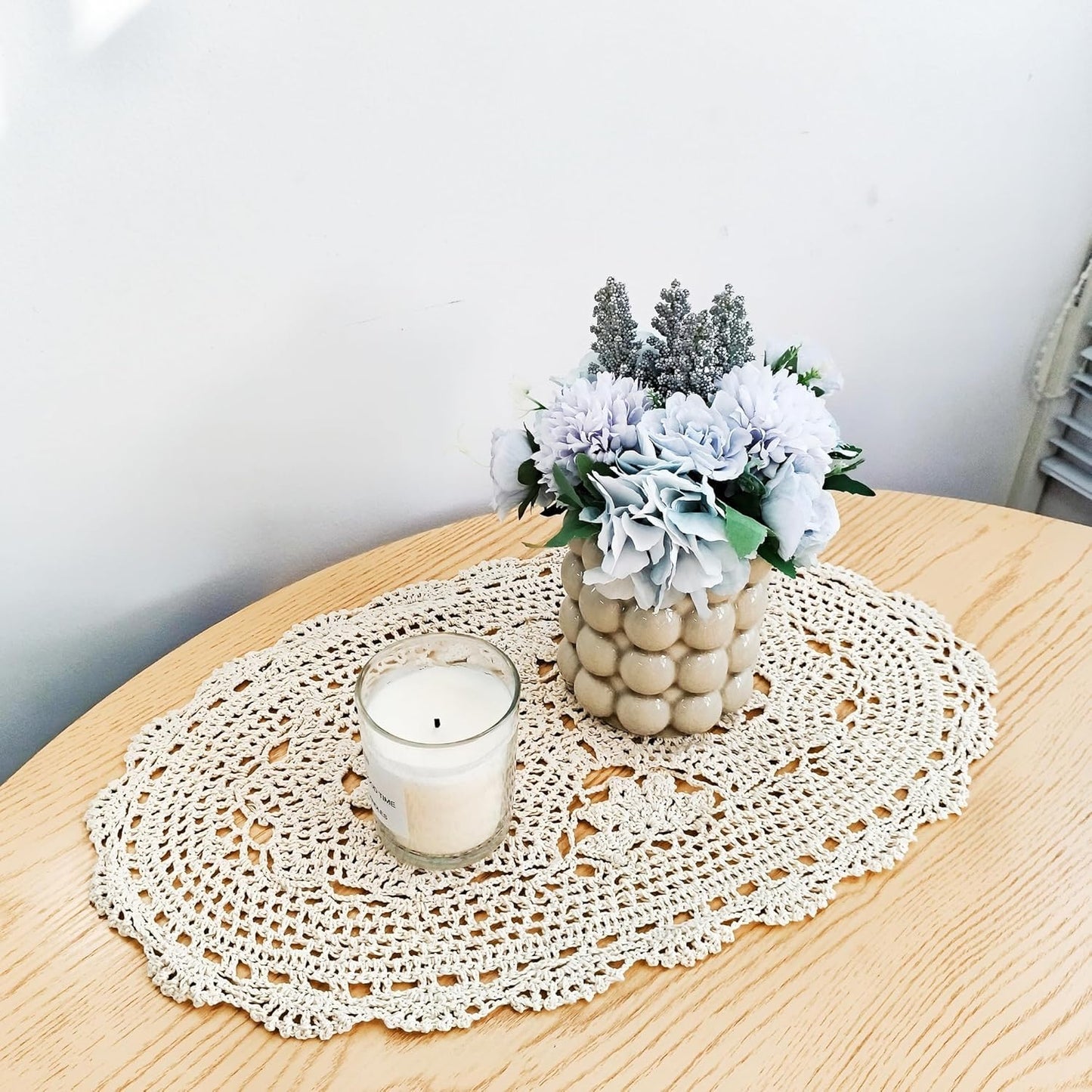Eiyye Handmade Crochet Lace Placemats Set of 2 Vintage Oval Cotton Doilies Boho Farmhouse Table Mats for Dining Table Decor