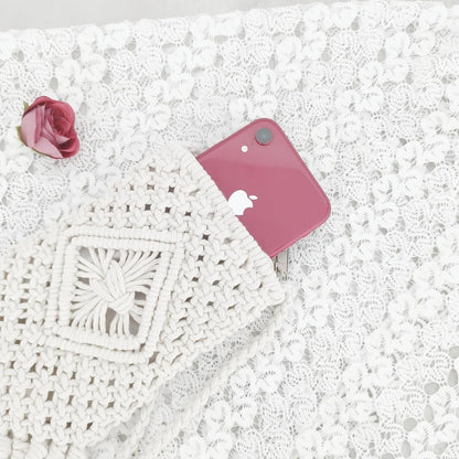 Eiyye Boho Purse Crochet Women's Crossbody Handbags Handmade Purse with Tassel, Lightweight Shoulder Bag Mini Bag