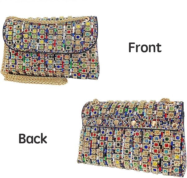 Eiyye Rhinestones Evening Bags Women Clutch Sparkly Shoulder Bags Crossbody Bag with Chain Straps Cocktail Party Wedding Purse