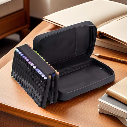 Eiyye Art Marker Portable Pen Case 60 Slots Markers Large Capacity Zippered Pen Holder for Colored Markers