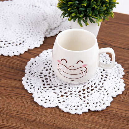 Eiyye Handmade Crochet Cotton Placemats Set of 4 Lace Doilies for Dining Table Boho Table Decor for Home Wedding & Party