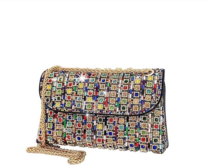Eiyye Rhinestones Evening Bags Women Clutch Sparkly Shoulder Bags Crossbody Bag with Chain Straps Cocktail Party Wedding Purse