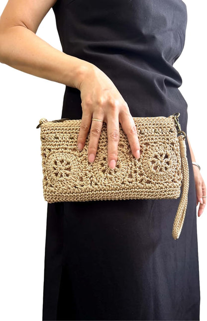 Eiyye Wristlet Wallet Clutch Purse for Women Handmade Crossbody Shoulder Bag Multi-Functional Small Wristlet Purse Phone Bag