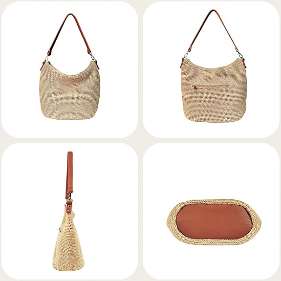 Eiyye Hobo Shoulder Bag Crochet Crossbody Bags for Women Handmade Large Boho Purse for Summer Beach Travel & Everyday Use