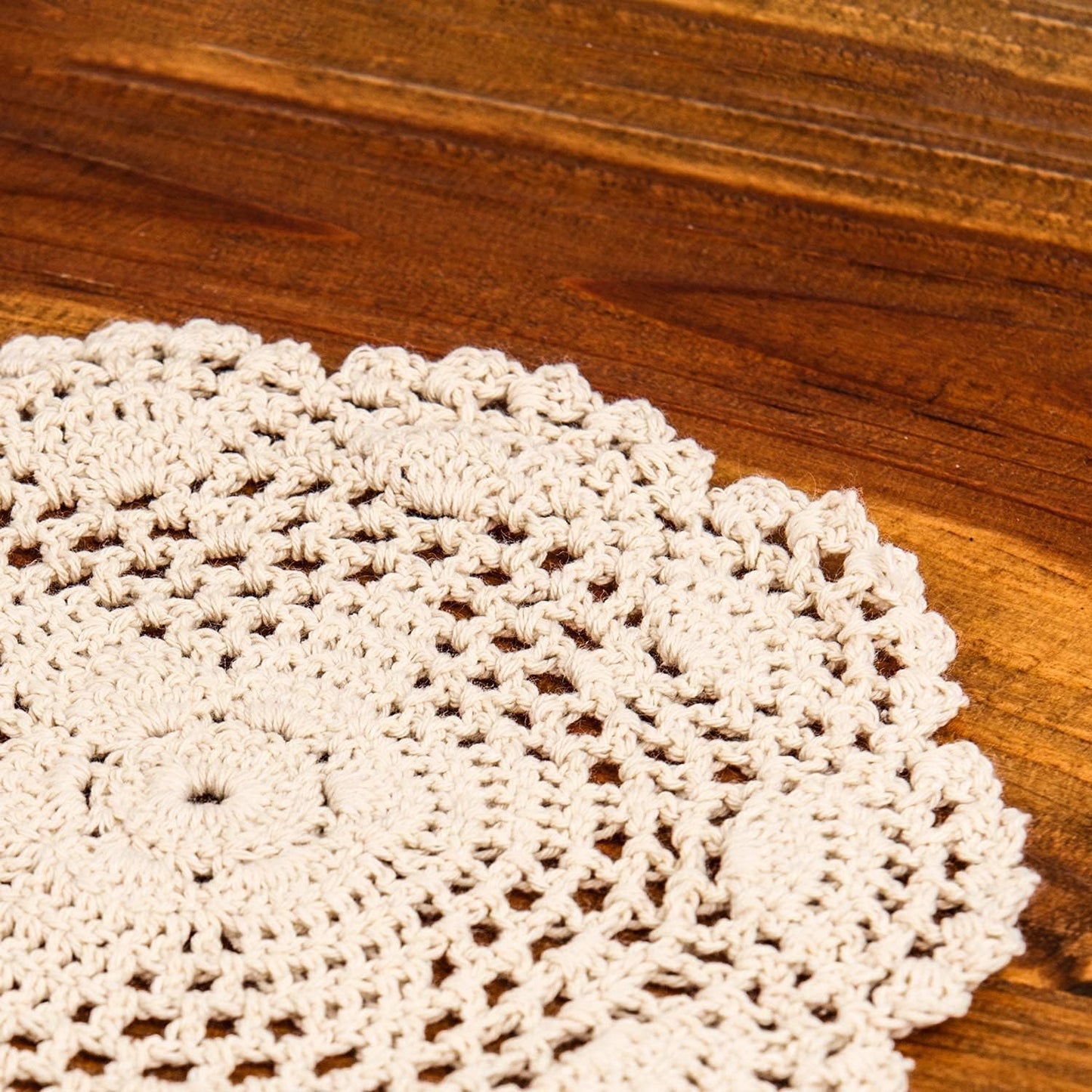 Eiyye Handmade Crochet Cotton Placemats Set of 4 Lace Doilies for Dining Table Boho Table Decor for Home Wedding & Party