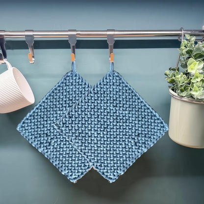 Eiyye Thick Crocheted Pot Holders, Handmade Hot Pads Crocheted Trivets for Kitchen hot Dishes(2-Pack), 8"x8" (White and Taupe)