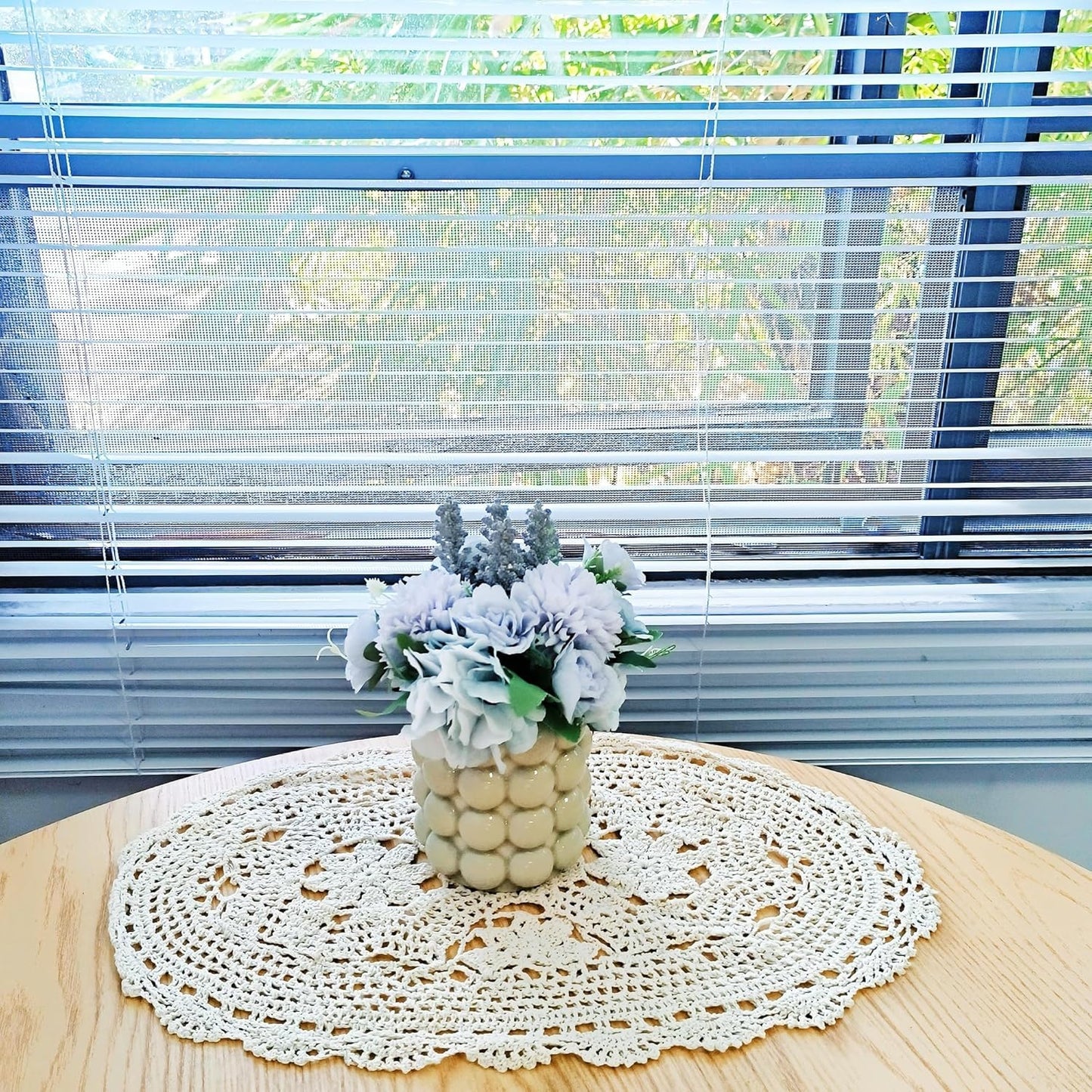 Eiyye Handmade Crochet Lace Placemats Set of 2 Vintage Oval Cotton Doilies Boho Farmhouse Table Mats for Dining Table Decor