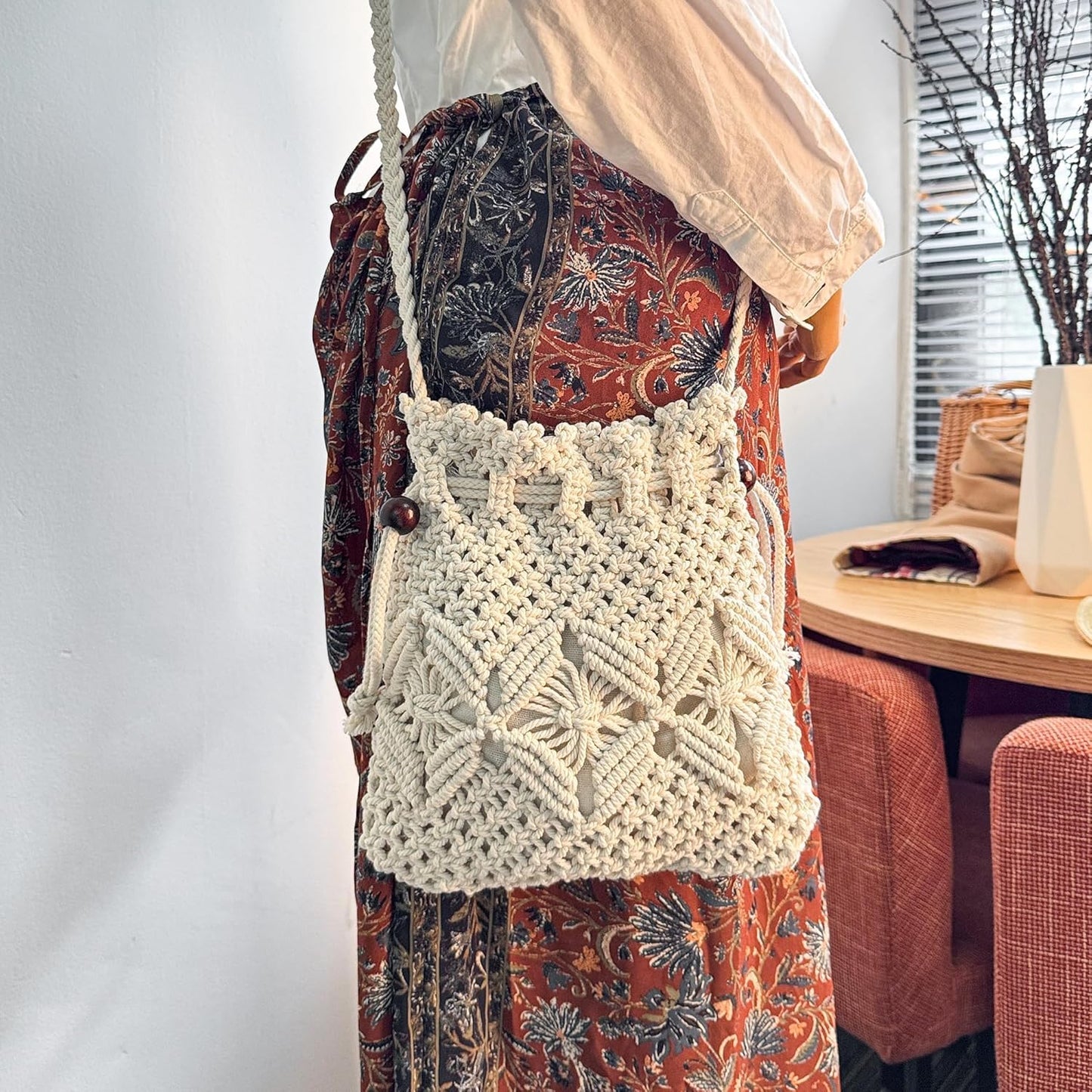 Eiyye Boho Crossbody Summer Beach Bag - Handwoven String Boho Crochet Purse