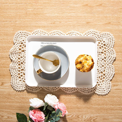 Eiyye Handmade Rectangle Doilies, 2-Piece Handmade Crochet Cotton Doilies Lace Table Crochet Placemats Coaster 10.6x16.9 inch (Beige)