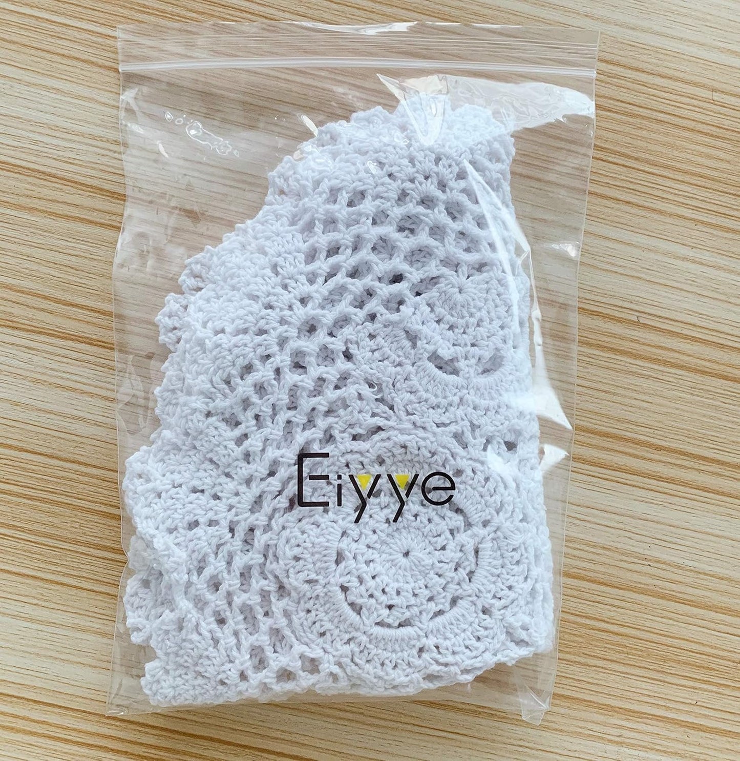 Eiyye 2-Pieces Handmade Cotton Crochet Doilies Oval Lace Table Placemats 12 x17inch, Beige