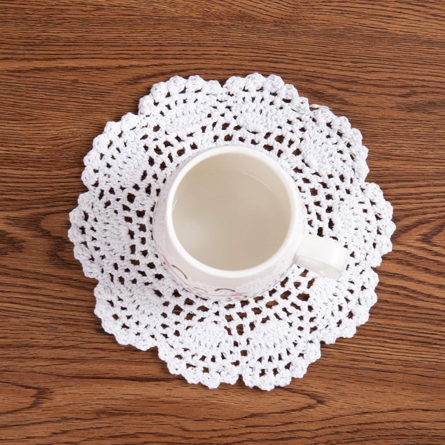Eiyye Handmade Crochet Cotton Placemats Set of 4 Lace Doilies for Dining Table Boho Table Decor for Home Wedding & Party