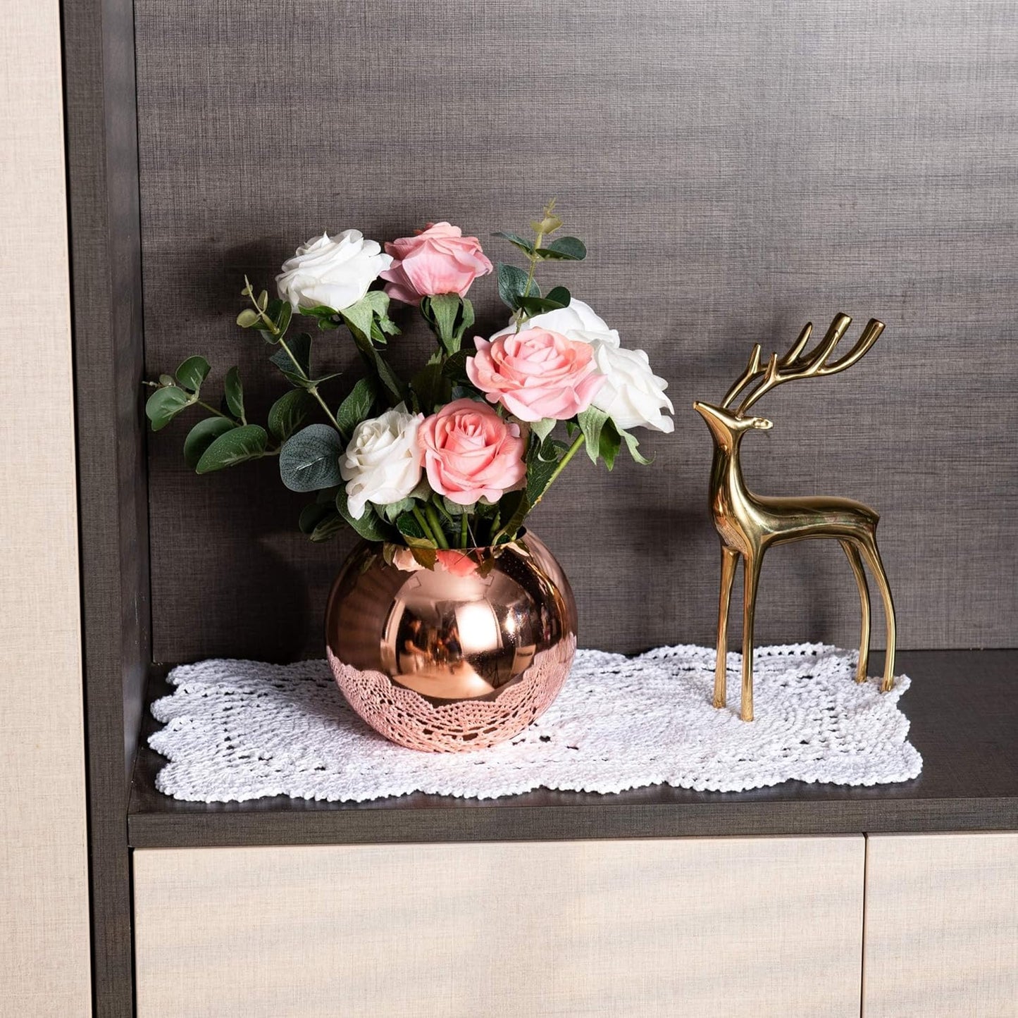 Eiyye Handmade Rectangle Doilies, 2-Piece Handmade Crochet Cotton Doilies Lace Table Crochet Placemats Coaster 10.6x16.9 inch (Beige)